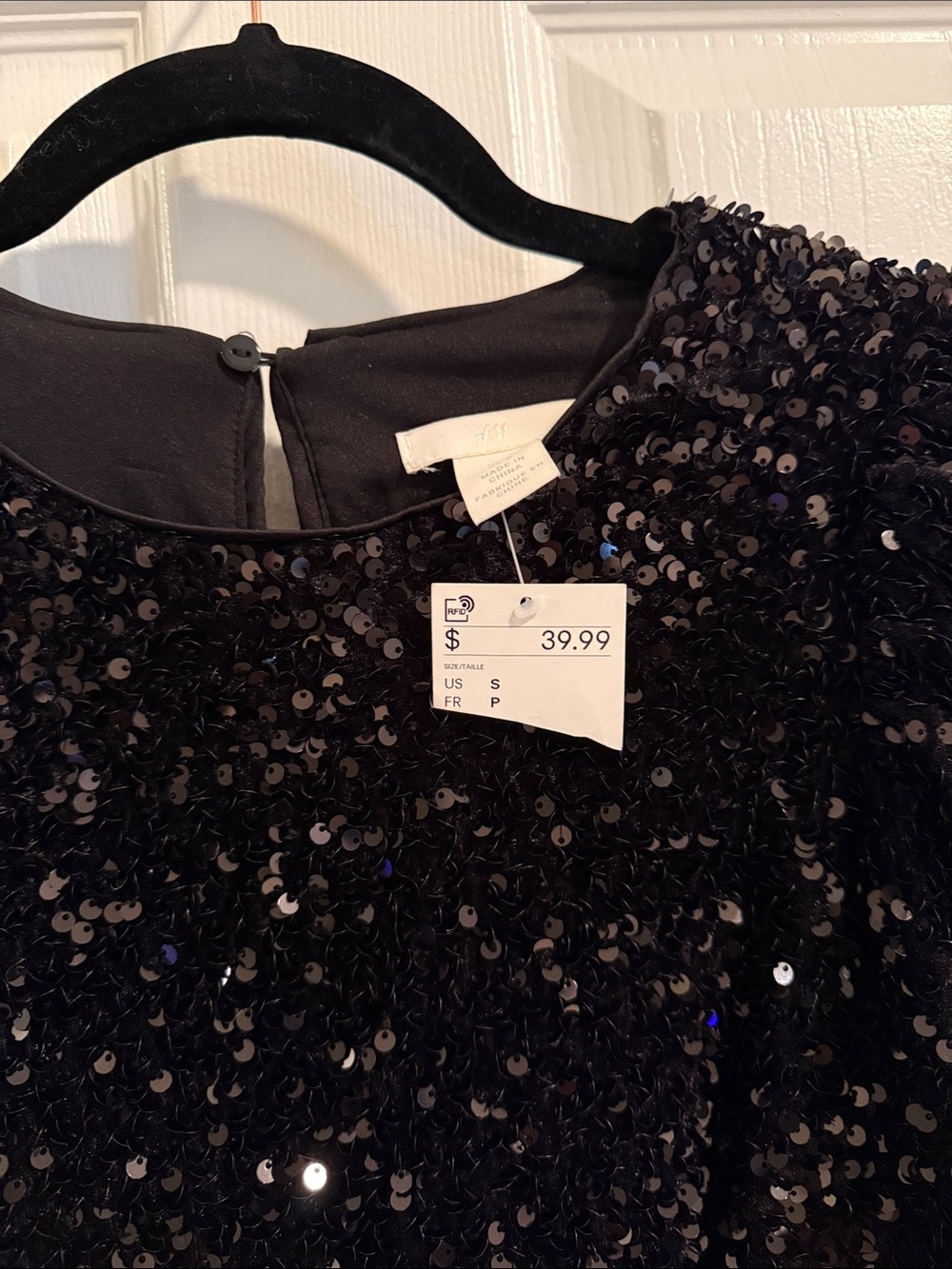 H&M Black Long-Sleeve Sequin Mini Dress - Picture 2 of 9